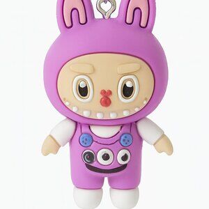 Kawaii Cute MonsterPink and White vinyl key chain